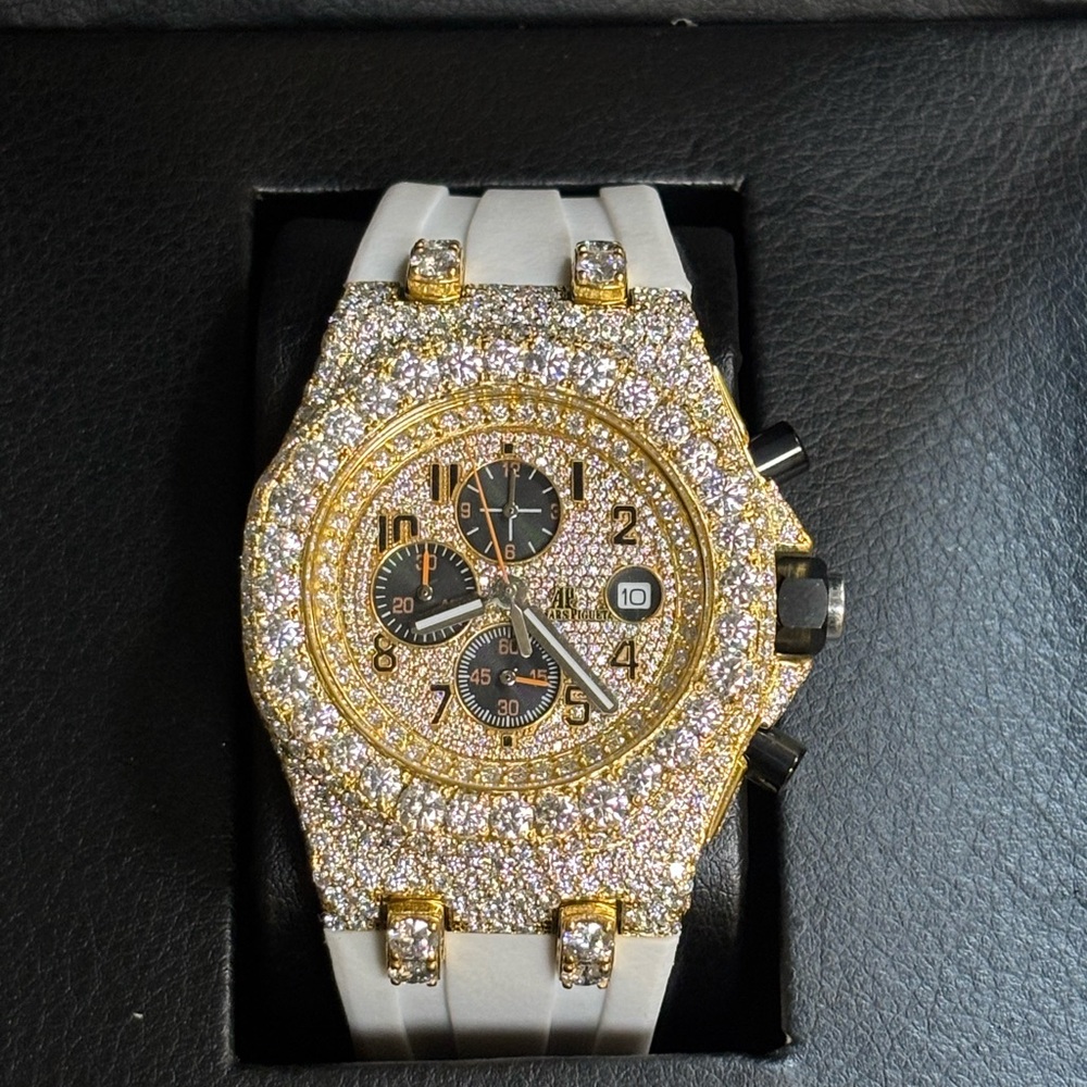Gold and Silver Chronograph Watch with Diamond Accents